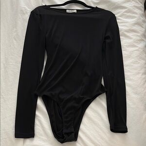 NWOT 4th & Reckless Black Open Back Long Sleeve Bodysuit Sz L